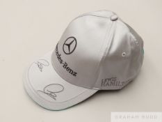 Lewis Hamilton signed Mercedes AMG Petronas silver cap,