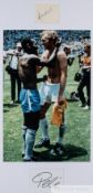 Bobby Moore and Pele double-signed 1970 World Cup shirt swap framed photographic display,