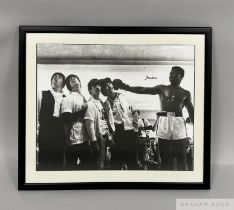 Muhammad Ali signed photographic print featuring The Beatles,