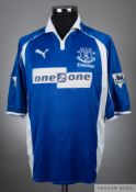 Phil Jevons blue No.26 Everton short-sleeved shirt, 2000-01