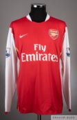 Philippe Senderos red Arsenal no. 6 home shirt from the season 2007-08,