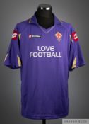 Per Kroldrup purple No.2 Fiorentina match worn short-sleeved shirt, 2010-11