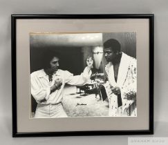 Muhammad Ali signed photographic print featuring Elvis Presley,