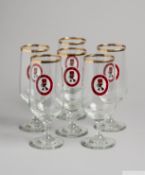 Set of six Watney Mann World Cup Ale 'World Cup Willie' glasses
