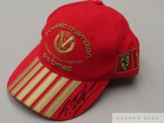 Michael Schumacher six-time F1 World Champion red Ferrari cap,