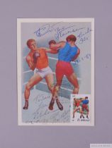 Muhammad Ali and Teofilo Stevenson signed boxing postcard,
