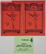 Two Arsenal v. Manchester United match programmes, 15th April 1939