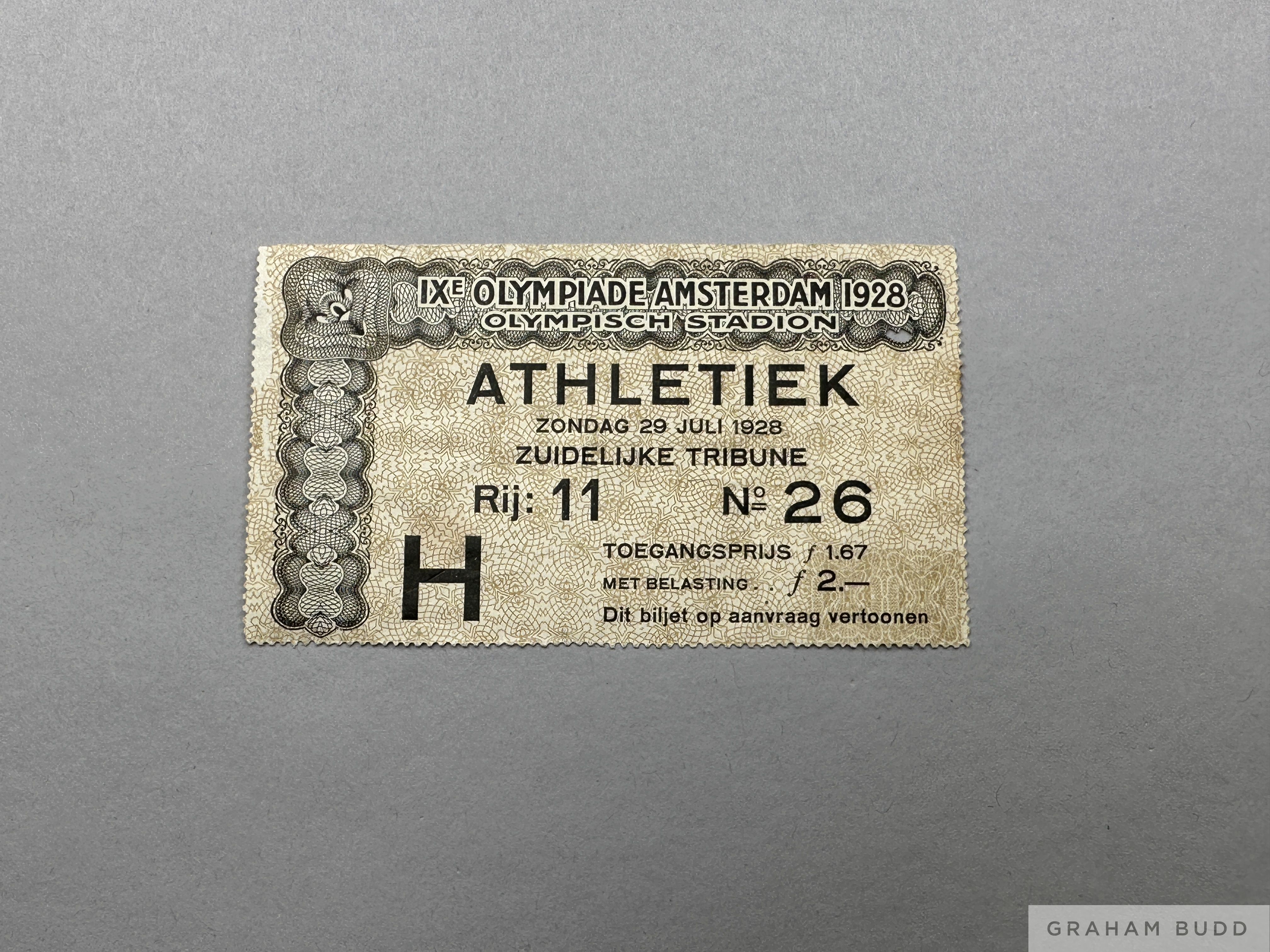 A 1928 Olympic ticket for 29th July
