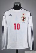 Shinji Kagawa white No.10 Japan v. France match issued long-sleeved shirt, 2012, Adidas