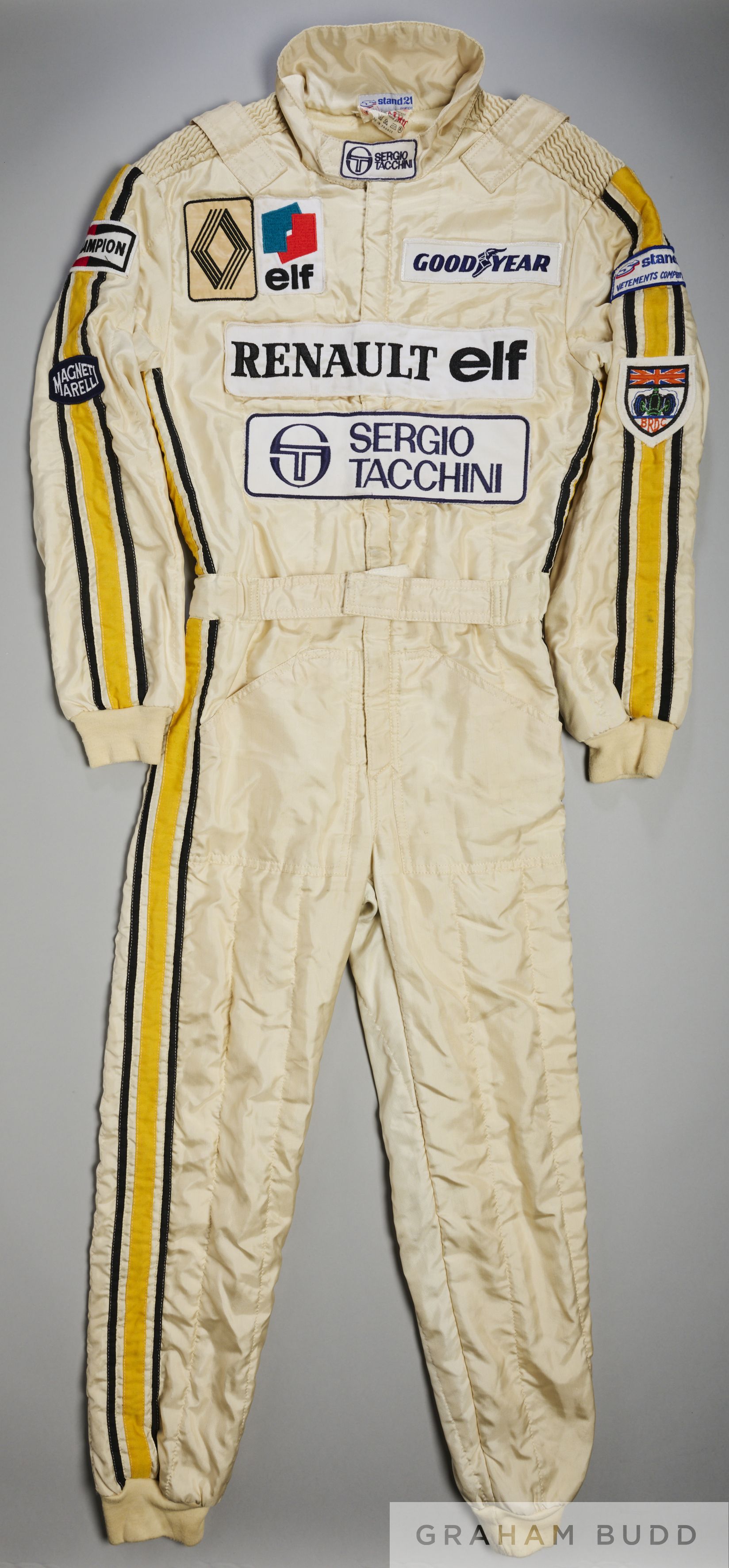 Derek Warwick F1 Renault race suit circa 1984, Stand 21