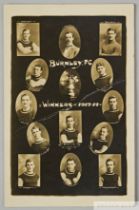 Burnley FC black and white 1913-14 F.A.Cup Winners team line-up postcard