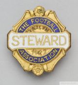 A gilt-metal & enamel Football Association steward's badge, 1927