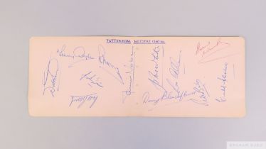 Tottenham Hotspur double page of autographs from the double season, 1960-61