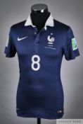 Mathieu Valbuena France v. Honduras 2014 World Cup match issued short-sleeved shirt,