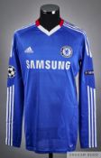 John Obi Mikel blue No.12 Chelsea v. Manchester United match worn long-sleeved shirt