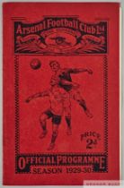 Arsenal v. Manchester United match programme, 12th March 1930