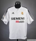 Zidane white No.5 Real Madrid match issued short-sleeved shirt