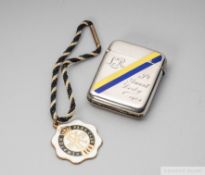 Victorian silver & enamel vesta case presented by the Derby winning racehorse