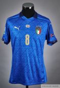 Jorginho blue No.8 Italy v. Austria match issued short-sleeved shirt