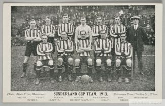 Sunderland FC black and white 1913 F.A.Cup team line-up postcard