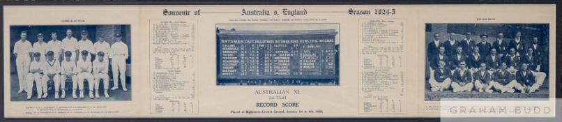 Australia v England second Ashes test record score souvenir brochure for the match played at Melbour