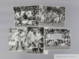 A nice collection of over 50 Rugby Union press photographs from the 1920s to the 1980s