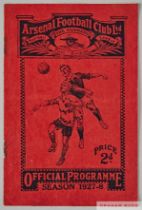 Arsenal v. Manchester United match programme, 28th April 1928