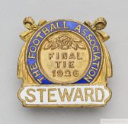 A gilt-metal & enamel Football Association steward's badge, 1926