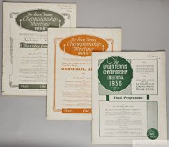 Three Wimbledon Championships programmes, 1930s