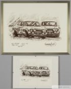 Motorsport prints of scenes from the original Tour of Britain events, early 1970s by Nicolas Watts