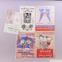 Collection of approximately thirty boxing programmes from the 1940s and later