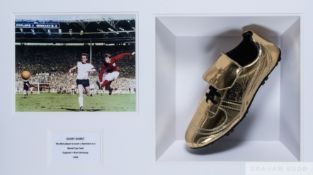 Geoff Hurst golden boot autographed display