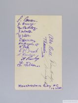 1932-33 Manchester City autographed plain white postcard