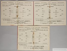 Three Arsenal home match programmes, 1925-26