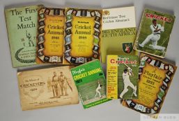 Collection of cricket books including The First Test Match, hardback