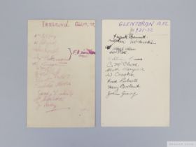 England v. Ireland 17th October 1932, plain white card autographed by the Irish side