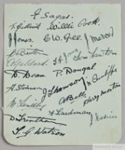 Page of Everton player autographs 1937-38