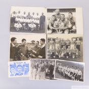 Six black and white press photographs from the 1930s mainly relating to Stockport County