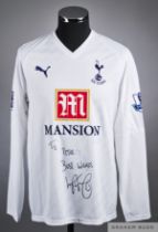 Ledley King white No.26 Tottenham Hotspur match issue long sleeve shirt 2007-08, Puma size L