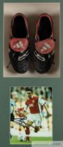 Marc Overmars pair of black, red and white Adidas Predator match worn football boots