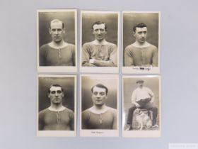 Five 1908-09 Chelsea black and white player profile postcards