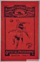 Arsenal v. Manchester United F.A.Cup 4th round match programme, 30th January 1937
