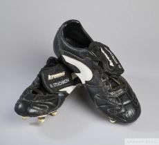 Hristo Stoichkov pair of Kronos black and white match worn football boots