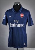Emmanuel Eboue blue pinstripe No.27 Arsenal v. Manchester United match worn short-sleeved shirt