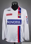 Karim Benzema white, red and blue No.19 Lyon match issued long-sleeved shirt