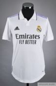 Casemiro white No.14 Real Madrid v. Barcelona match worn short-sleeved shirt