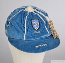 Peter Shilton blue England v. Italy International cap, 1973-74