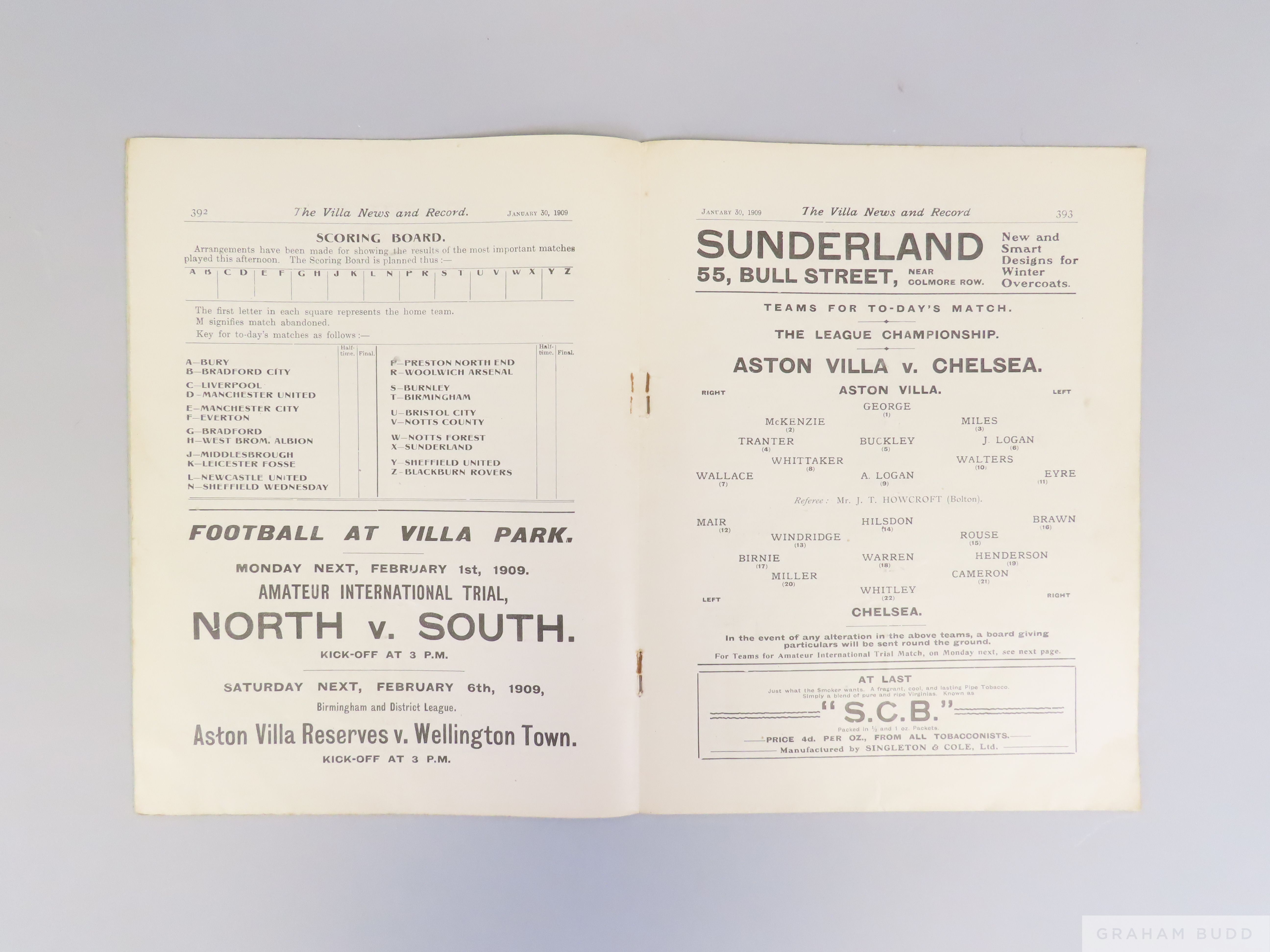 Aston Villa v. Chelsea match programme, 30th January 1909 - Image 2 of 2