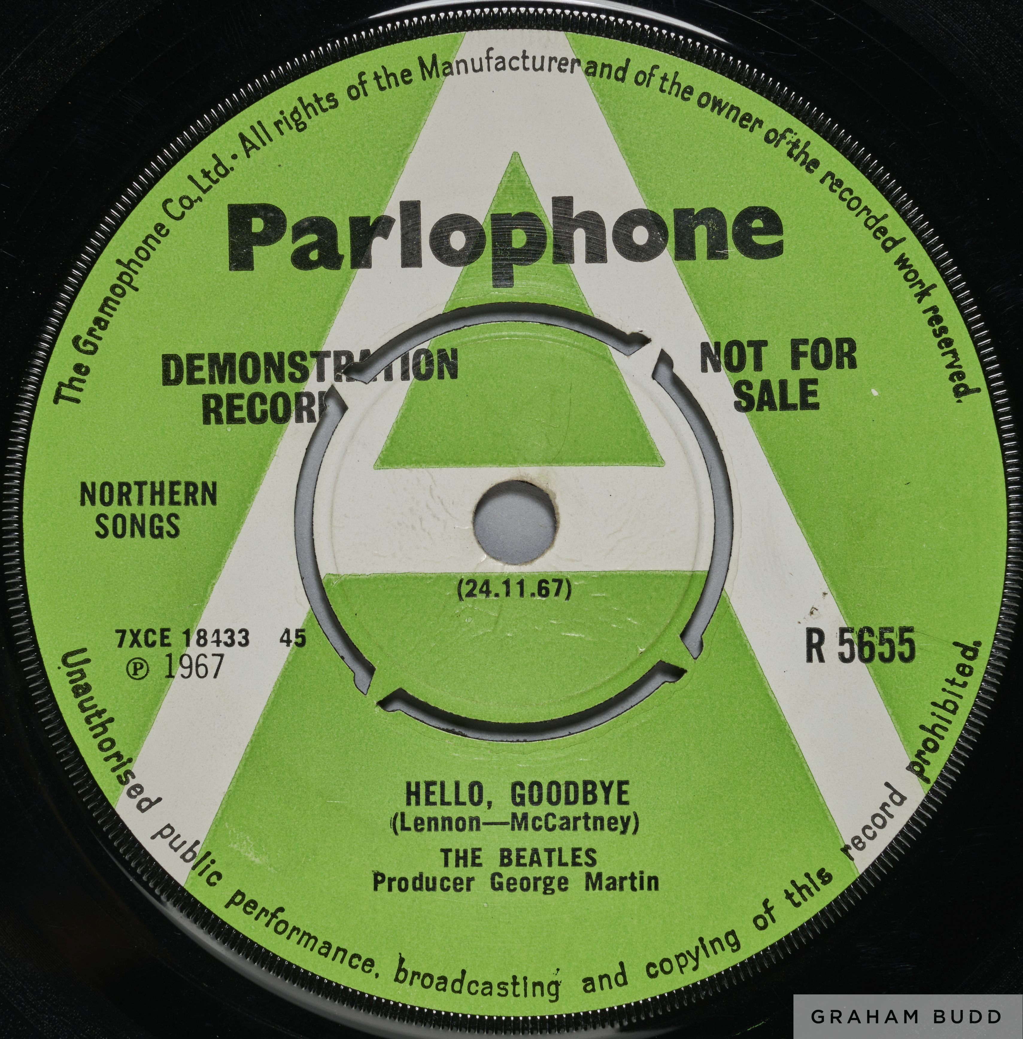 An extremely rare copy of The Beatles' Hello Goodbye 1967 A Label UK demonstration copy R 5655 - Image 2 of 3