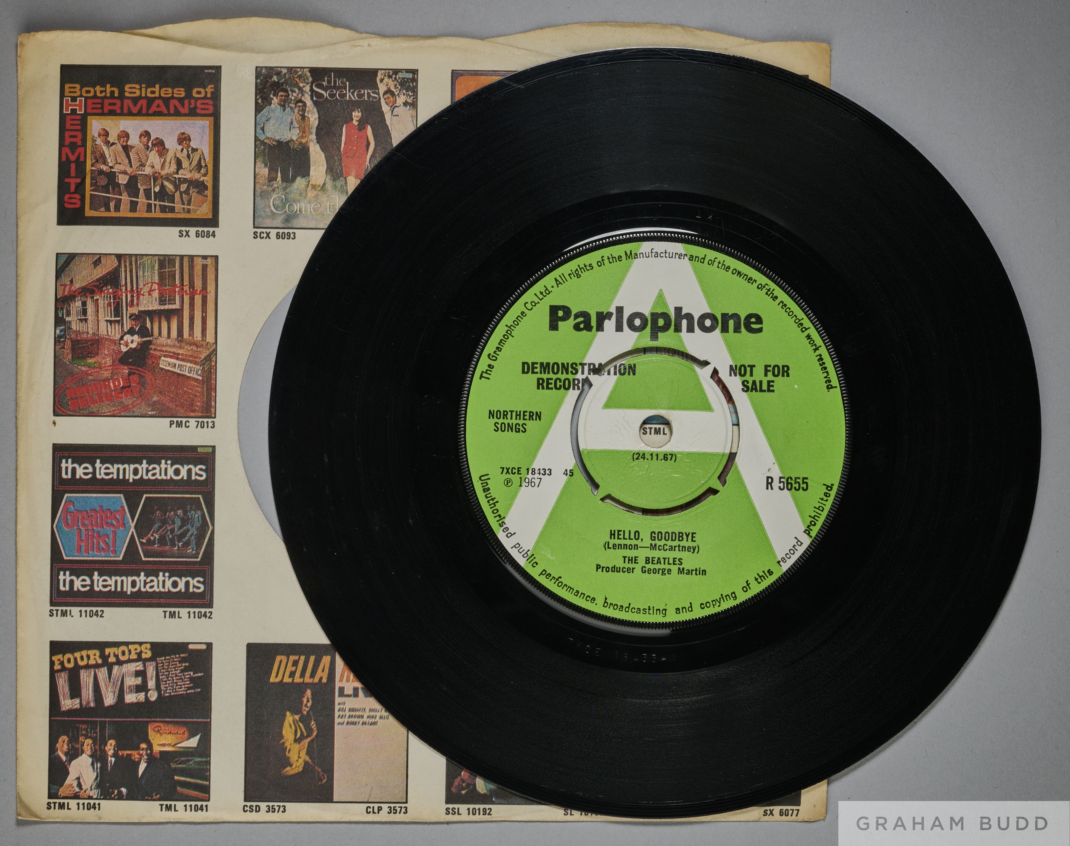 An extremely rare copy of The Beatles' Hello Goodbye 1967 A Label UK demonstration copy R 5655